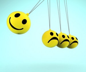 Happy And Sad Smileys Showing Emotions